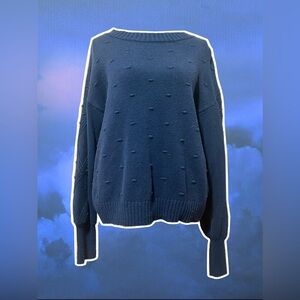 Crown & Ivy Textured Navy Women's Sweater Size L